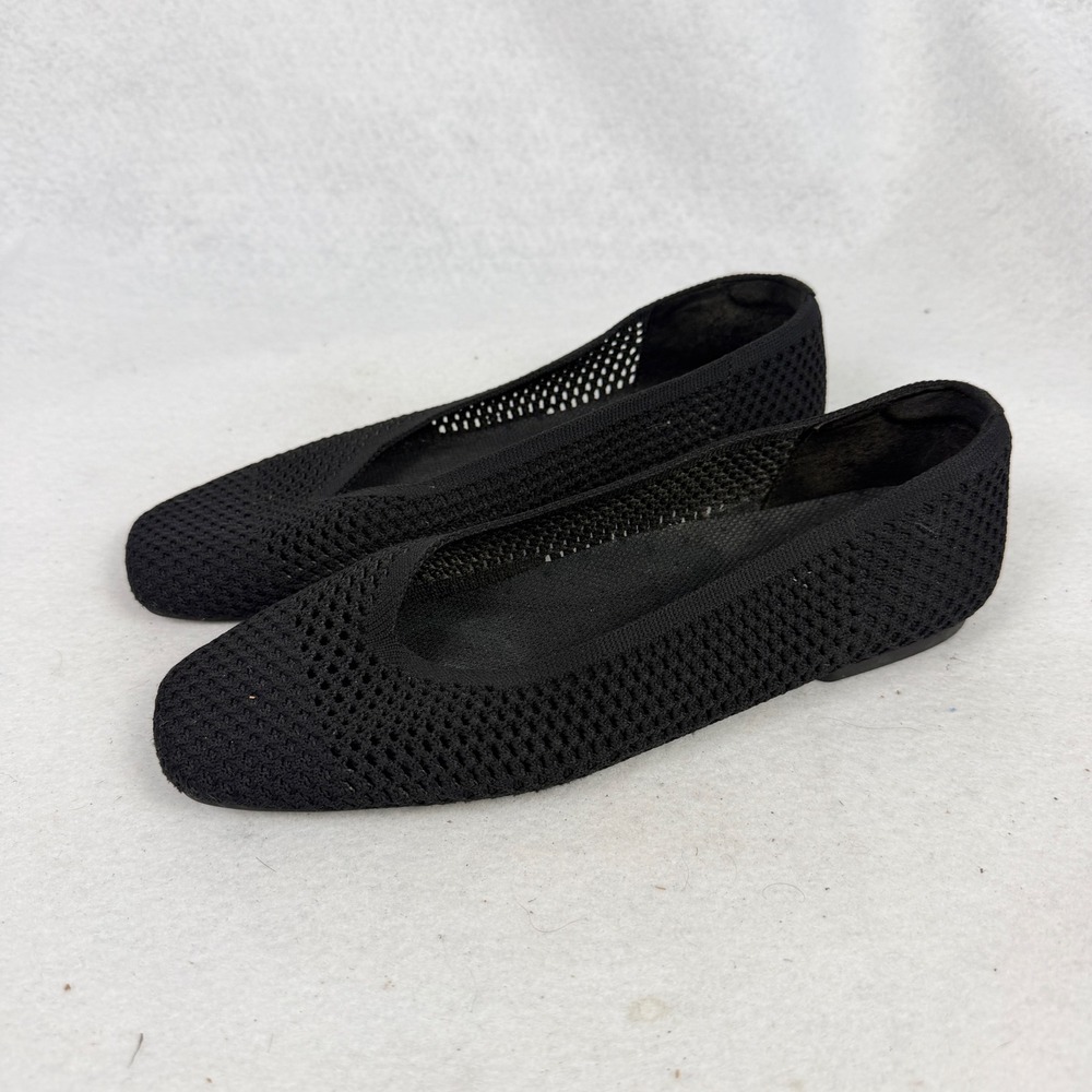 Vivaia Margot Square Toe Flats Womens 41.5 11 Sustainable Knit Black Balletcore